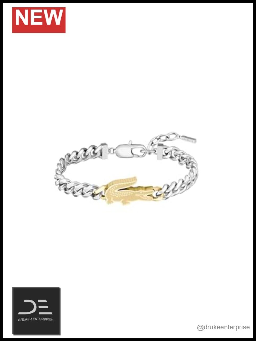 Stainless Steel Adjustable Curb Chain Bracelet with Lobster Clasp